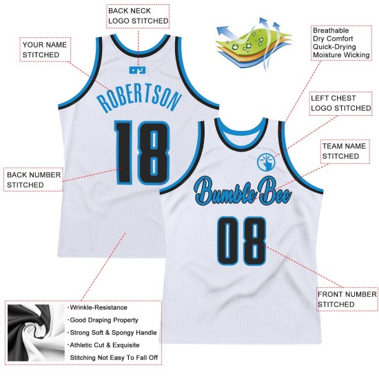Throwback Jersey Black-Blue Basketball White Custom Authentic Throwback Jersey Black-Blue Basketball White Custom Authentic