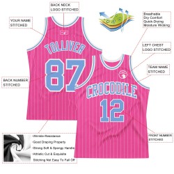 Light Authentic Pink White Jersey Basketball Blue-White Pinstripe Custom Light Authentic Pink White Jersey Basketball Blue-White Pinstripe Custom