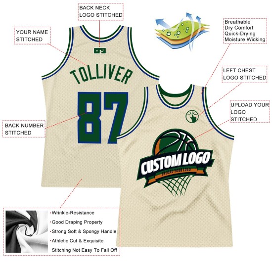 Basketball Green-Royal Authentic Jersey Throwback Custom Cream Basketball Green-Royal Authentic Jersey Throwback Custom Cream