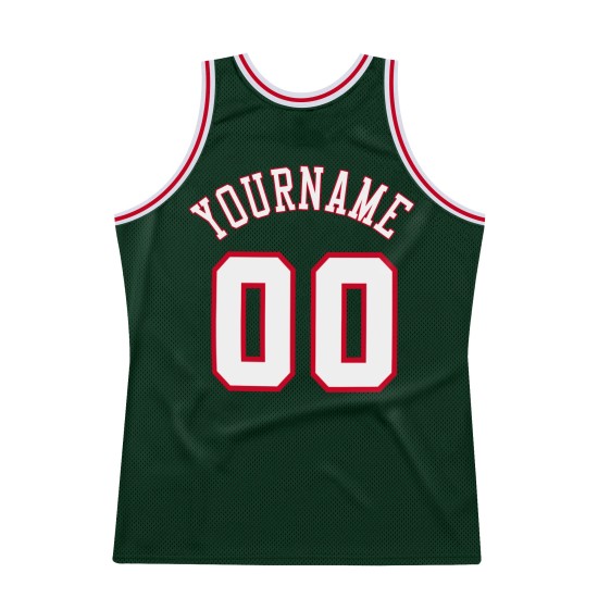 Authentic White-Red Basketball Hunter Jersey Custom Green Throwback Authentic White-Red Basketball Hunter Jersey Custom Green Throwback