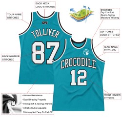 White-Black Teal Basketball Authentic Jersey Throwback Custom