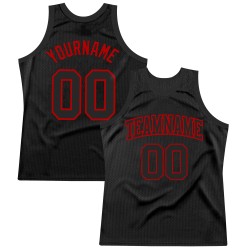 Basketball Black Red Authentic Jersey Throwback Custom
