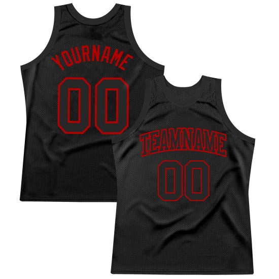 Basketball Black Red Authentic Jersey Throwback Custom Basketball Black Red Authentic Jersey Throwback Custom
