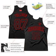 Basketball Black Red Authentic Jersey Throwback Custom