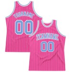 Light Authentic Pink White Jersey Basketball Blue-White Pinstripe Custom Light Authentic Pink White Jersey Basketball Blue-White Pinstripe Custom