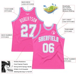 Jersey Blue Pink Basketball Custom White-Light Authentic Throwback Jersey Blue Pink Basketball Custom White-Light Authentic Throwback
