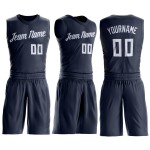 Round Jersey White Custom Navy Basketball Suit Neck Round Jersey White Custom Navy Basketball Suit Neck