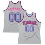 Light Blue-Pink Throwback Authentic Gray Jersey Basketball Custom Light Blue-Pink Throwback Authentic Gray Jersey Basketball Custom