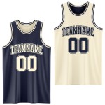 Custom Suit Basketball Cream Side Navy Jersey Reversible Double Sublimation Custom Suit Basketball Cream Side Navy Jersey Reversible Double Sublimation