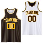 Basketball Reversible Suit Gold-White Jersey Brown Side Sublimation Double Custom Basketball Reversible Suit Gold-White Jersey Brown Side Sublimation Double Custom
