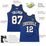 Jersey Royal Custom Basketball Gold Throwback Authentic White-Old Jersey Royal Custom Basketball Gold Throwback Authentic White-Old