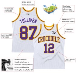 Jersey Authentic White Custom Basketball Purple-Gold Throwback Jersey Authentic White Custom Basketball Purple-Gold Throwback