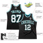 Black Authentic Custom White-Teal Jersey Basketball Throwback Black Authentic Custom White-Teal Jersey Basketball Throwback