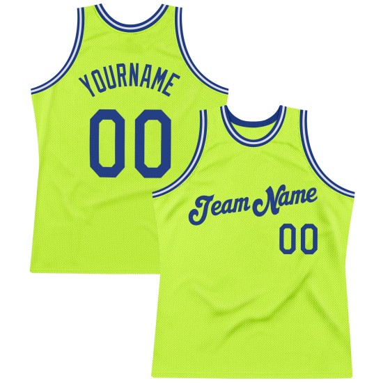 Green Custom Royal-White Neon Throwback Authentic Basketball Jersey Green Custom Royal-White Neon Throwback Authentic Basketball Jersey