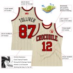 Black Cream Pinstripe Basketball Custom Authentic Jersey Red Black Cream Pinstripe Basketball Custom Authentic Jersey Red