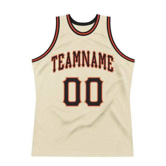 Cream Authentic Custom Black-Orange Jersey Basketball Throwback Cream Authentic Custom Black-Orange Jersey Basketball Throwback