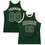 Green Authentic Custom Jersey Throwback Green-Cream Hunter Basketball Green Authentic Custom Jersey Throwback Green-Cream Hunter Basketball