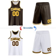 Basketball Reversible Suit Gold-White Jersey Brown Side Sublimation Double Custom