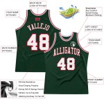 Authentic White-Red Basketball Hunter Jersey Custom Green Throwback Authentic White-Red Basketball Hunter Jersey Custom Green Throwback