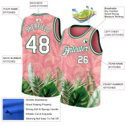 Pink Green White-Kelly Medium Pattern Jersey Custom Hawaii Leaves 3D Tropical Basketball Authentic Pink Green White-Kelly Medium Pattern Jersey Custom Hawaii Leaves 3D Tropical Basketball Authentic