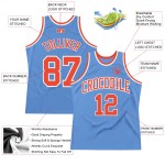 Jersey Authentic Basketball Custom Light Orange-White Throwback Blue Jersey Authentic Basketball Custom Light Orange-White Throwback Blue