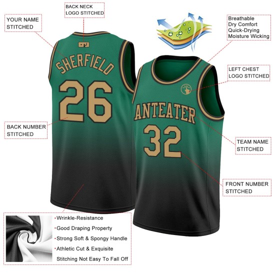 Basketball Jersey Fade Fashion Custom Green Authentic Kelly Gold-Black Old Basketball Jersey Fade Fashion Custom Green Authentic Kelly Gold-Black Old