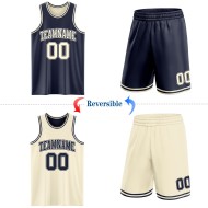 Custom Suit Basketball Cream Side Navy Jersey Reversible Double Sublimation
