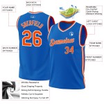 Blue Custom Jersey Throwback Orange-White Basketball Authentic Blue Custom Jersey Throwback Orange-White Basketball Authentic