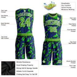 Sublimation Round Basketball Green-White Neon Neck Suit Custom Jersey Royal