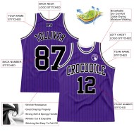 Black-White Custom Black Authentic Jersey Pinstripe Purple Basketball