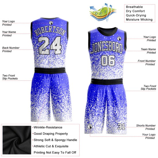 Jersey Round Sublimation White-Black Suit Custom Basketball Neck Purple Jersey Round Sublimation White-Black Suit Custom Basketball Neck Purple