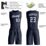 Round Jersey White Custom Navy Basketball Suit Neck Round Jersey White Custom Navy Basketball Suit Neck