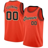 Basketball Custom Round Orange Black-Cream Neck Jersey Rib-Knit