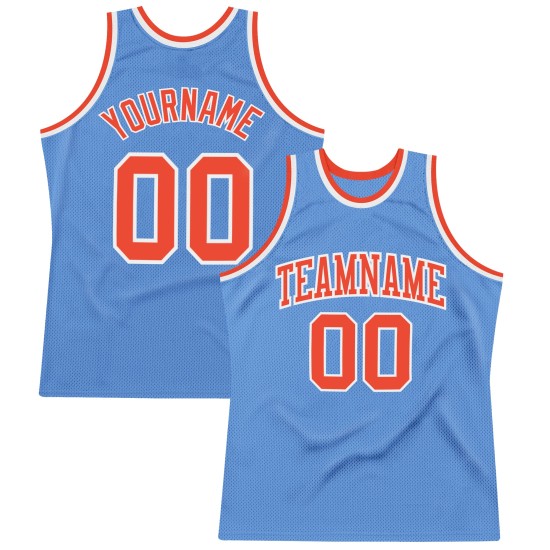 Jersey Authentic Basketball Custom Light Orange-White Throwback Blue Jersey Authentic Basketball Custom Light Orange-White Throwback Blue