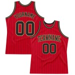 Black Basketball Jersey Black-Old Authentic Red Custom Pinstripe Gold Black Basketball Jersey Black-Old Authentic Red Custom Pinstripe Gold