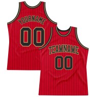 Black Basketball Jersey Black-Old Authentic Red Custom Pinstripe Gold
