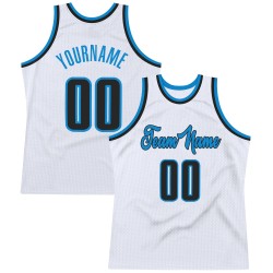 Throwback Jersey Black-Blue Basketball White Custom Authentic