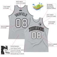 Basketball Jersey Gray Authentic Gray-Black Custom Throwback