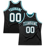 Black Authentic Custom White-Teal Jersey Basketball Throwback Black Authentic Custom White-Teal Jersey Basketball Throwback