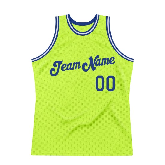 Green Custom Royal-White Neon Throwback Authentic Basketball Jersey Green Custom Royal-White Neon Throwback Authentic Basketball Jersey