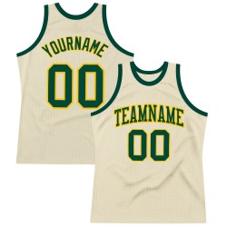 Basketball Green-Gold Throwback Cream Authentic Custom Jersey
