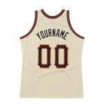 Cream Authentic Custom Black-Orange Jersey Basketball Throwback Cream Authentic Custom Black-Orange Jersey Basketball Throwback