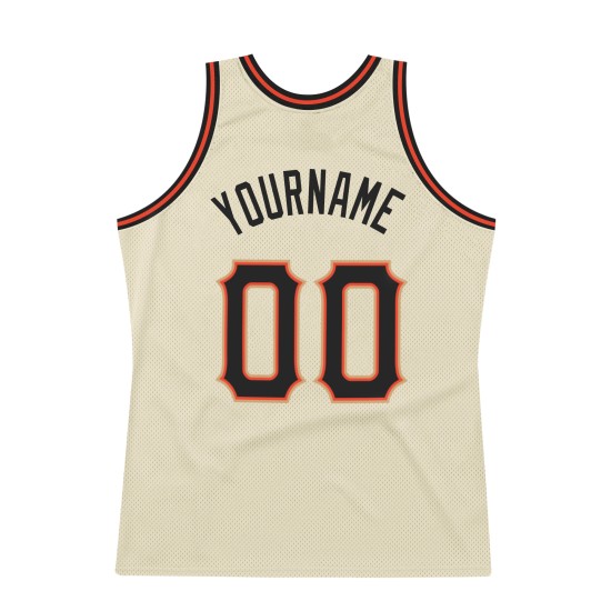 Cream Authentic Custom Black-Orange Jersey Basketball Throwback Cream Authentic Custom Black-Orange Jersey Basketball Throwback