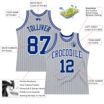 Custom Royal-White Authentic Pinstripe Royal Basketball Jersey Gray Custom Royal-White Authentic Pinstripe Royal Basketball Jersey Gray
