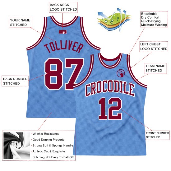 Authentic Throwback Maroon-White Jersey Basketball Blue Custom Light Authentic Throwback Maroon-White Jersey Basketball Blue Custom Light