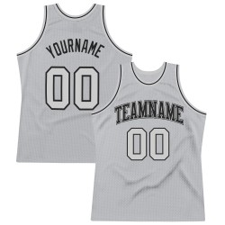 Basketball Jersey Gray Authentic Gray-Black Custom Throwback