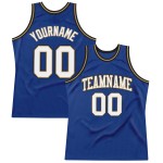 Jersey Royal Custom Basketball Gold Throwback Authentic White-Old Jersey Royal Custom Basketball Gold Throwback Authentic White-Old