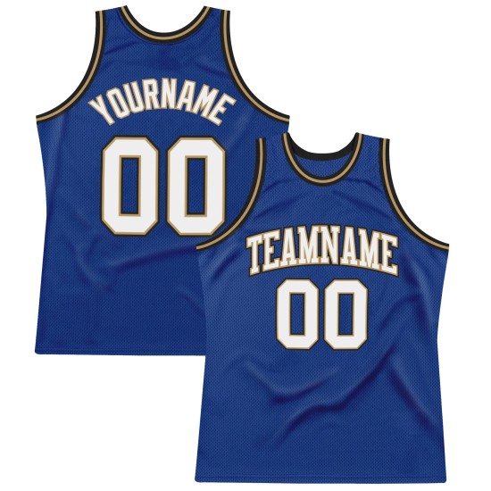 Jersey Royal Custom Basketball Gold Throwback Authentic White-Old Jersey Royal Custom Basketball Gold Throwback Authentic White-Old