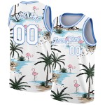 Light 3D Pattern Custom Hawaii Tropical Blue Jersey White Basketball Authentic Palm Trees Light 3D Pattern Custom Hawaii Tropical Blue Jersey White Basketball Authentic Palm Trees