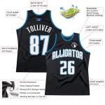 Pinstripe Jersey Basketball Black Royal Custom White-Blue Authentic Pinstripe Jersey Basketball Black Royal Custom White-Blue Authentic